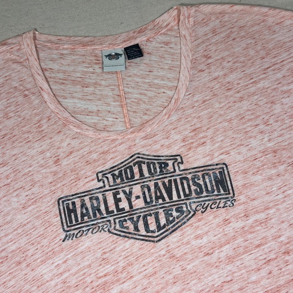 Harley Davidson Women's 2XL Orange Heather Graphic T-Shirt Motorcycle Tee - Picture 1 of 8